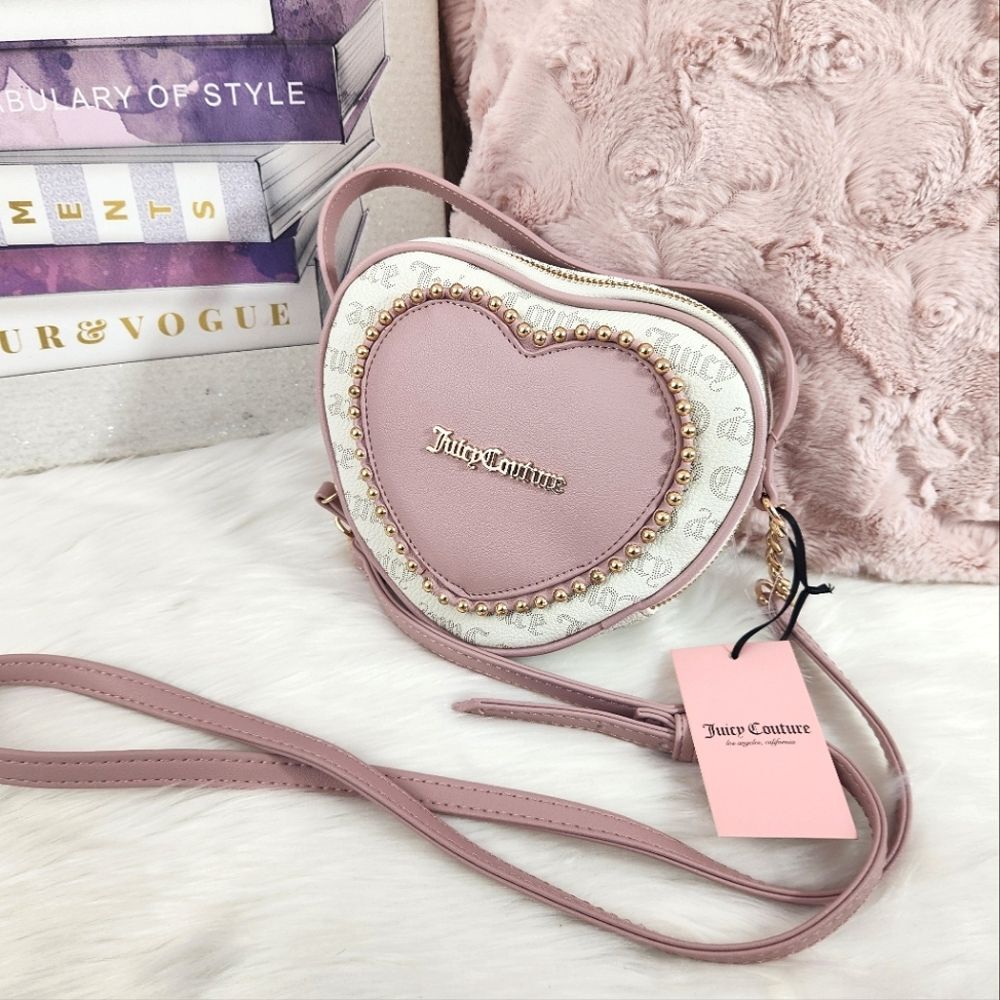 {Juicy Couture} White and Pink Heart Crossbody Purse - Picture 4 of 6